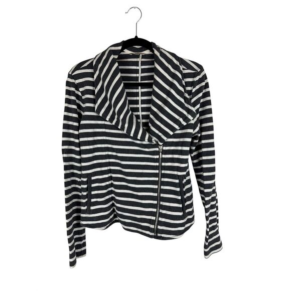 Gap grey / white strip moto knit jacket- size xs - Picture 1 of 8